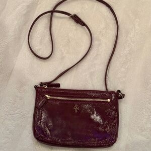 Cole Haan Jitney Burgundy Patent Leather Slim Mini Crossbody